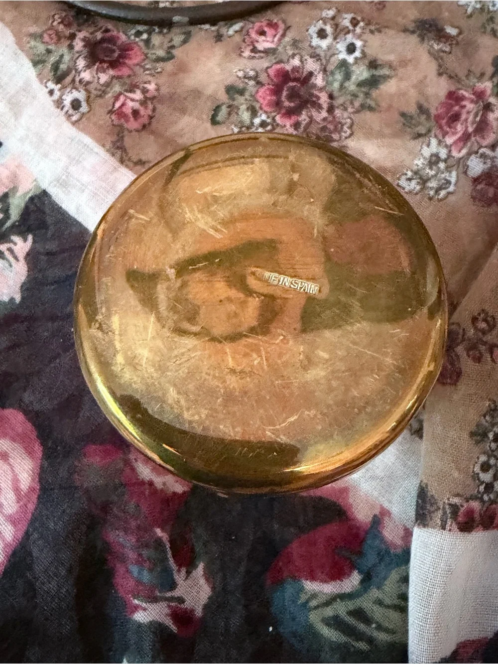 Vintage Money Bag Brass Vase Made in Spain Hammered Rope Trim Boho Decor